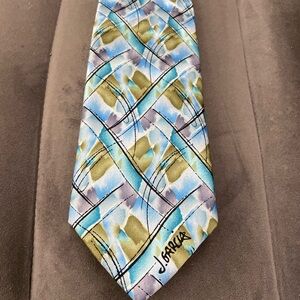 J. Garcia Blue, Olive & Sky Patterned Silk Tie